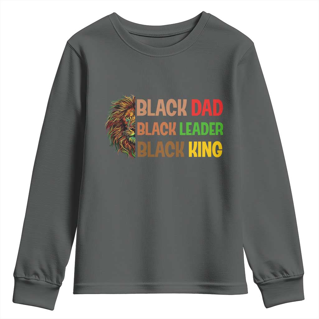 Black Affrican Melanin Youth Sweatshirt Lion Father Day Dad Leader Black King