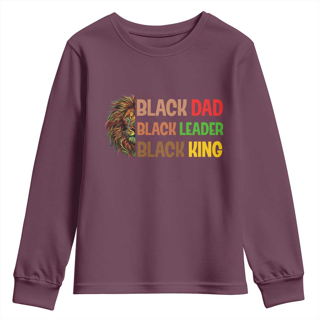 Black Affrican Melanin Youth Sweatshirt Lion Father Day Dad Leader Black King