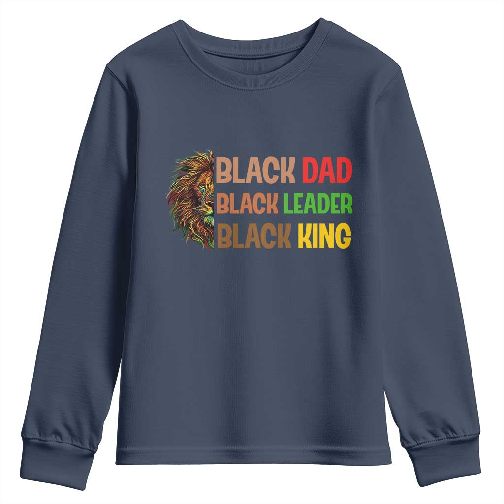 Black Affrican Melanin Youth Sweatshirt Lion Father Day Dad Leader Black King