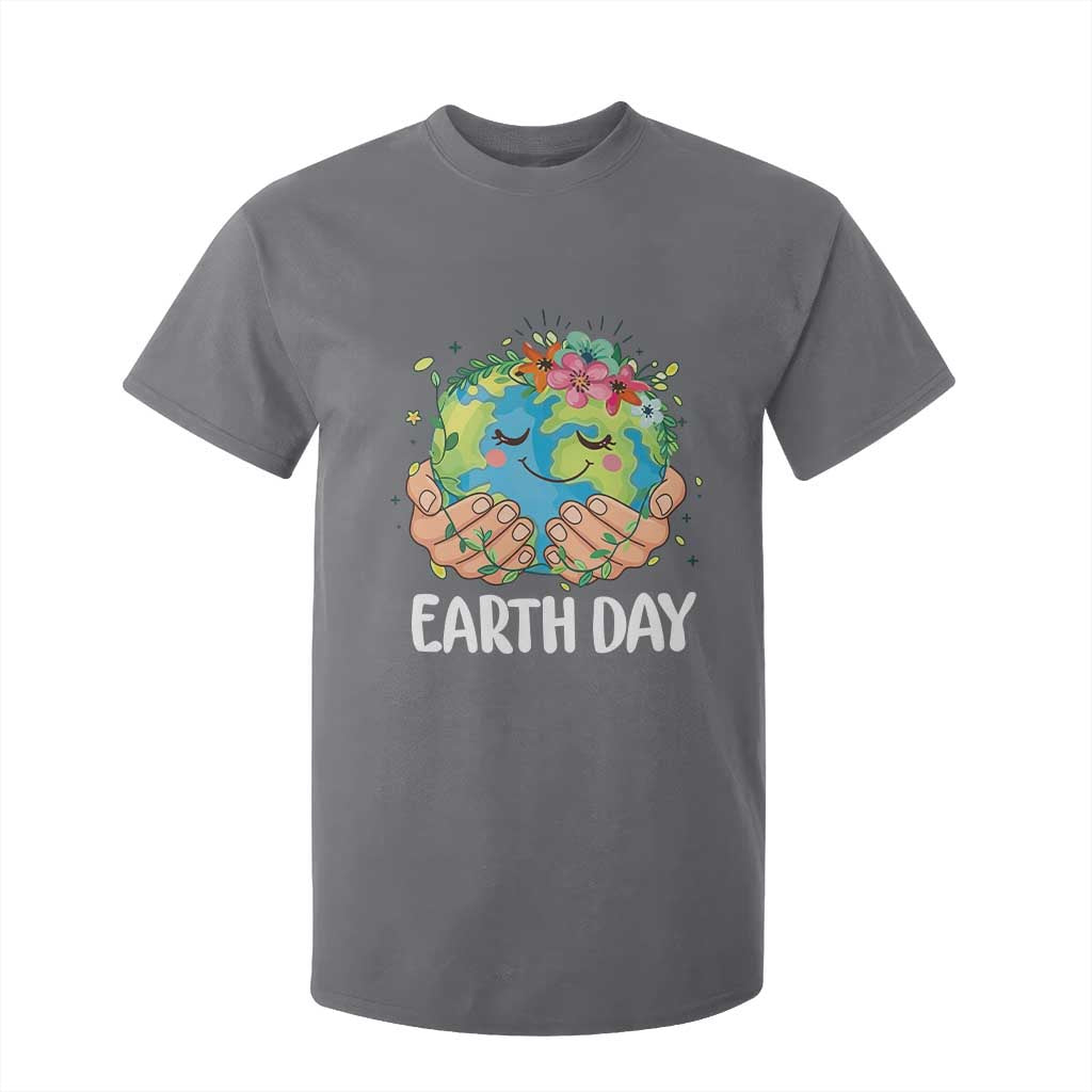 Cute Earth with Floral Earth Day T Shirt For Kid