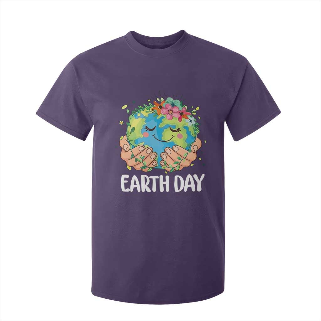 Cute Earth with Floral Earth Day T Shirt For Kid