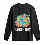Cute Earth with Floral Earth Day Long Sleeve Shirt