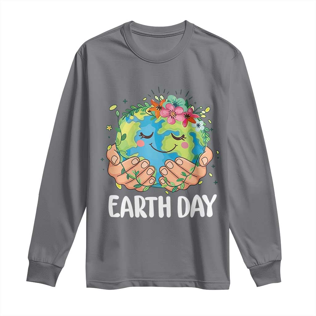 Cute Earth with Floral Earth Day Long Sleeve Shirt