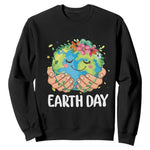 Cute Earth with Floral Earth Day Sweatshirt