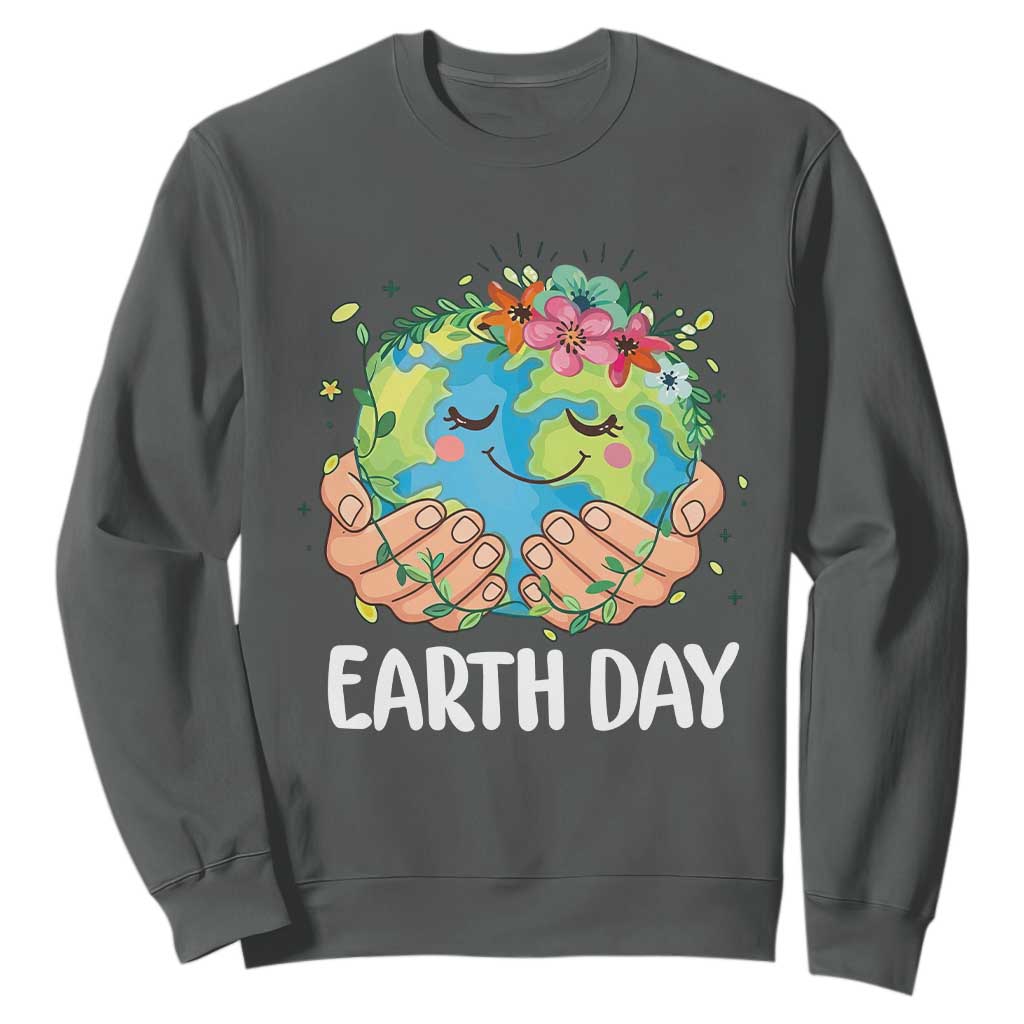 Cute Earth with Floral Earth Day Sweatshirt
