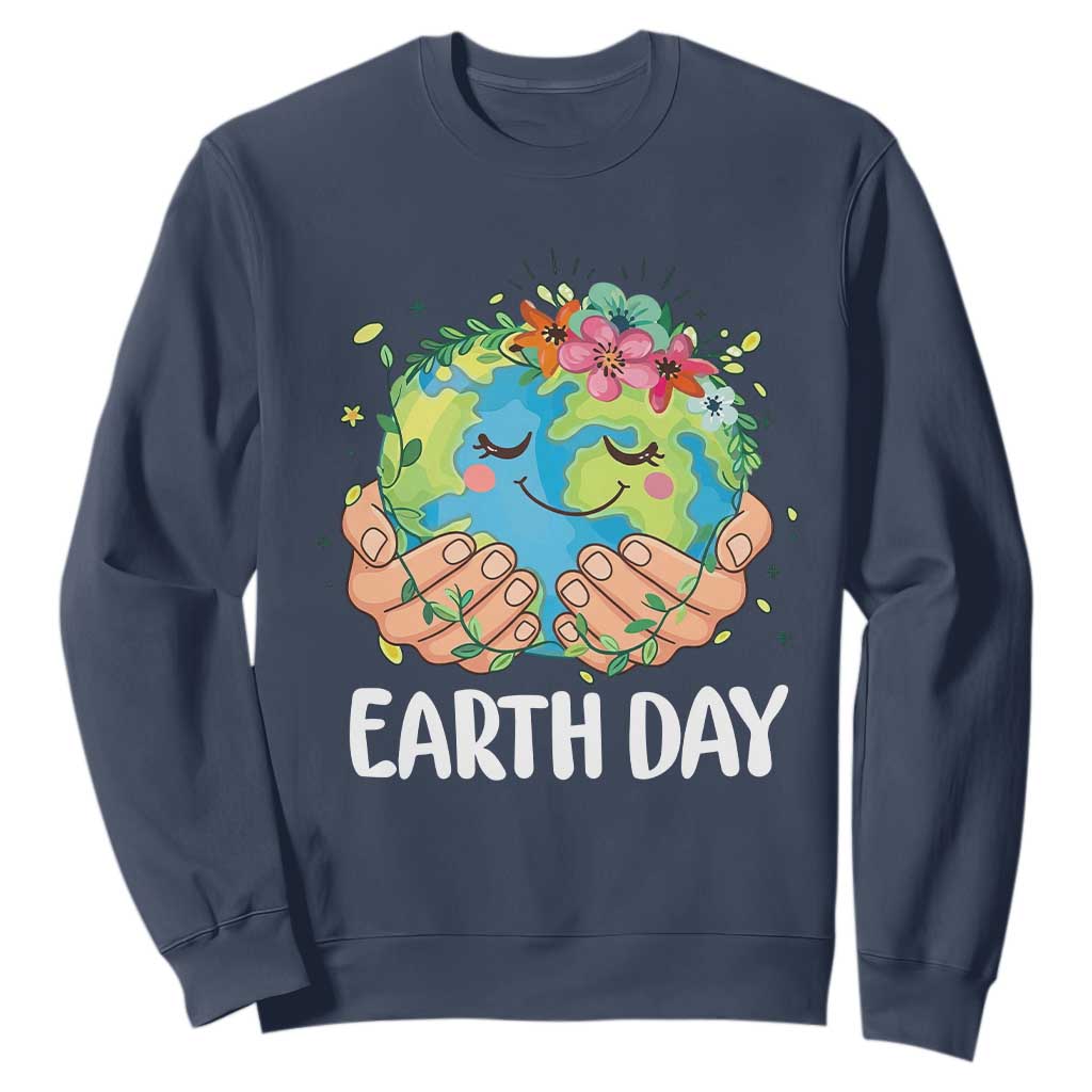 Cute Earth with Floral Earth Day Sweatshirt