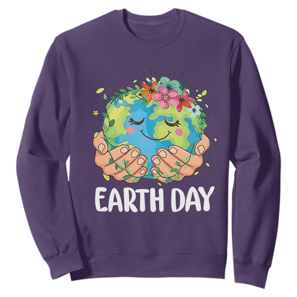 Cute Earth with Floral Earth Day Sweatshirt