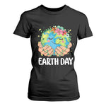 Cute Earth with Floral Earth Day T Shirt For Women