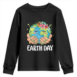 Cute Earth with Floral Earth Day Youth Sweatshirt