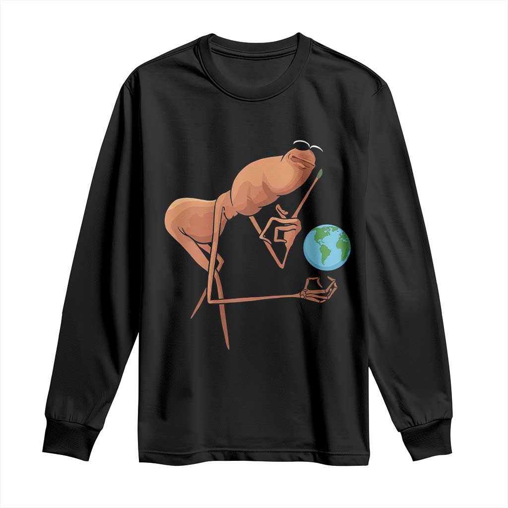 Happy Earth Day Long Sleeve Shirt Funny Marcus The Worm Eco Friendly