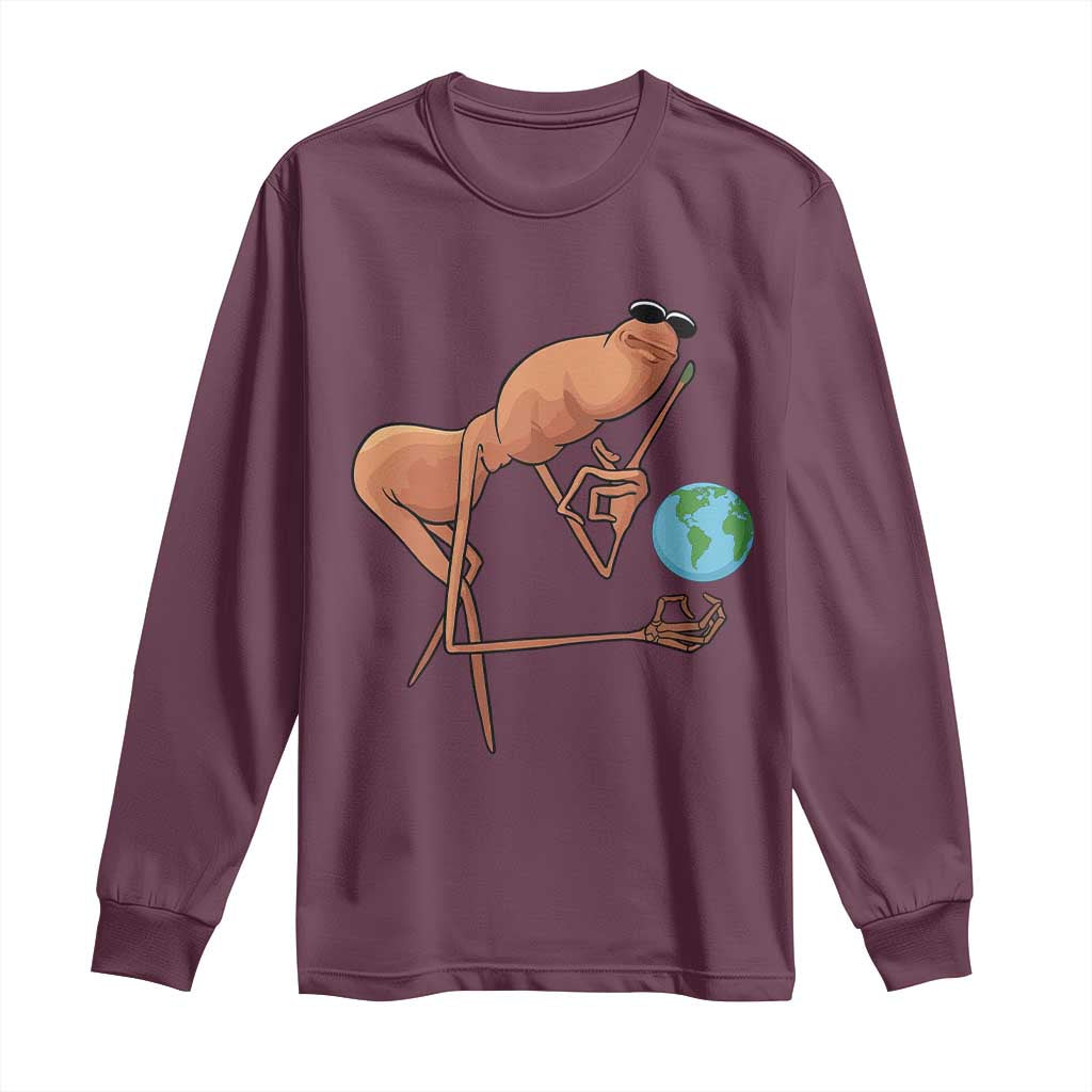 Happy Earth Day Long Sleeve Shirt Funny Marcus The Worm Eco Friendly