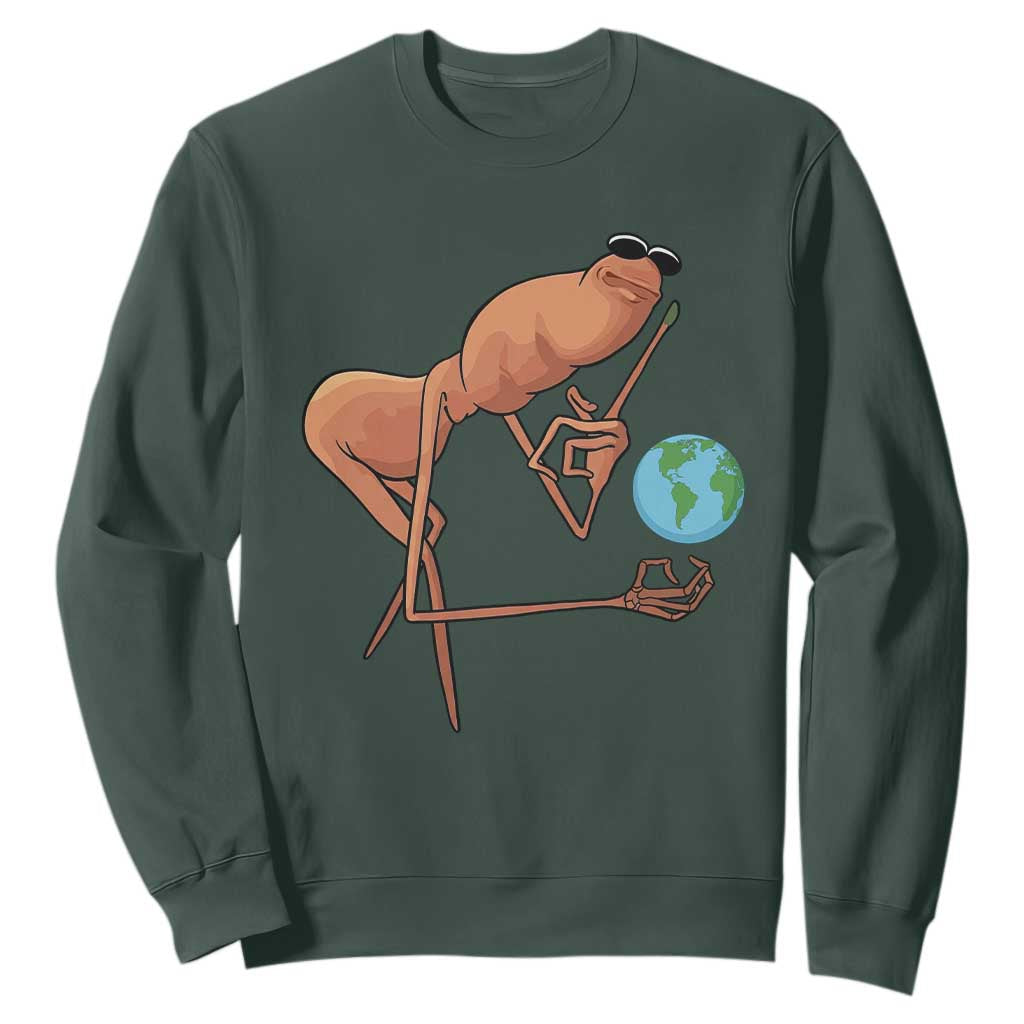Happy Earth Day Sweatshirt Funny Marcus The Worm Eco Friendly
