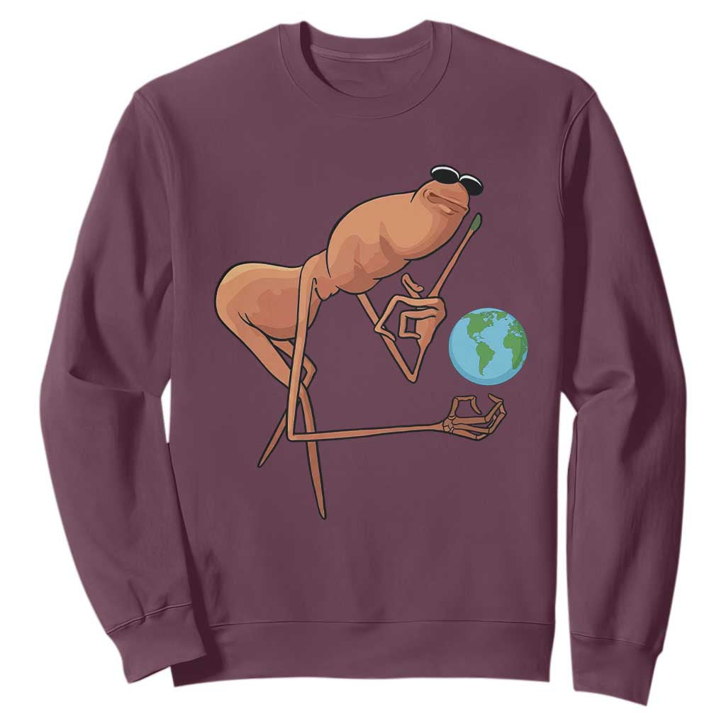Happy Earth Day Sweatshirt Funny Marcus The Worm Eco Friendly