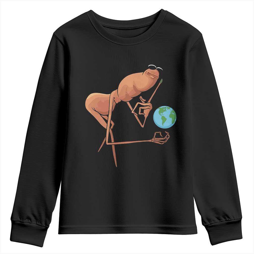 Happy Earth Day Youth Sweatshirt Funny Marcus The Worm Eco Friendly