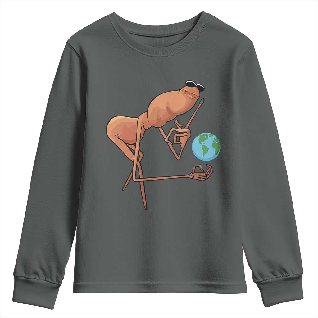 Happy Earth Day Youth Sweatshirt Funny Marcus The Worm Eco Friendly