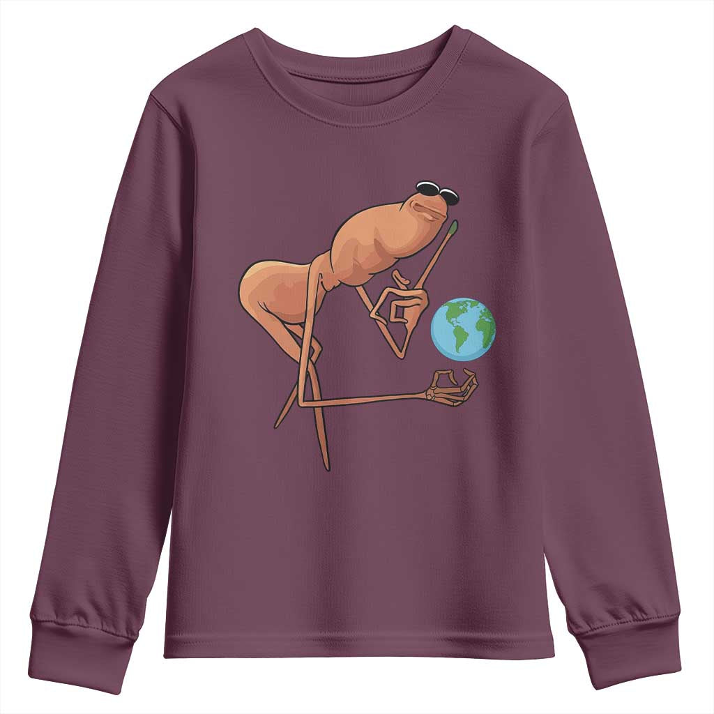 Happy Earth Day Youth Sweatshirt Funny Marcus The Worm Eco Friendly