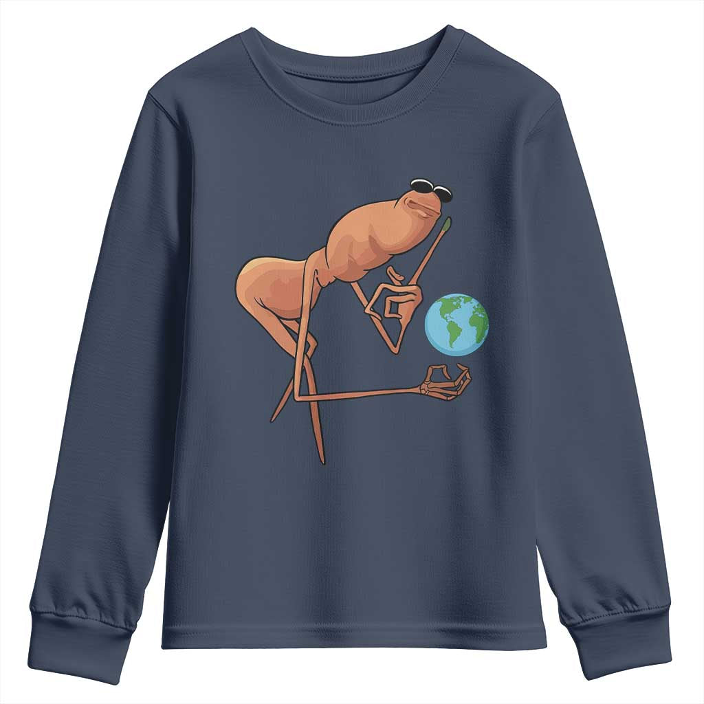 Happy Earth Day Youth Sweatshirt Funny Marcus The Worm Eco Friendly