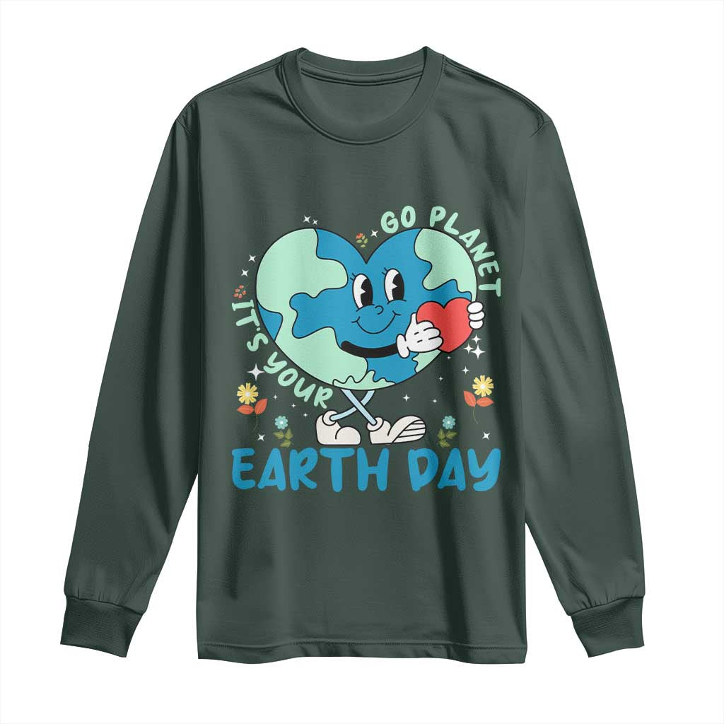 Go Planet It's Your Earth Day Long Sleeve Shirt Cute Nature Lover Heart Earth