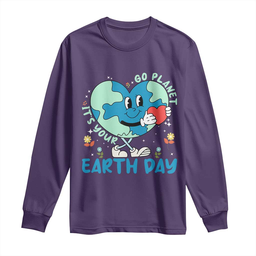 Go Planet It's Your Earth Day Long Sleeve Shirt Cute Nature Lover Heart Earth