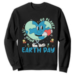 Go Planet It's Your Earth Day Sweatshirt Cute Nature Lover Heart Earth