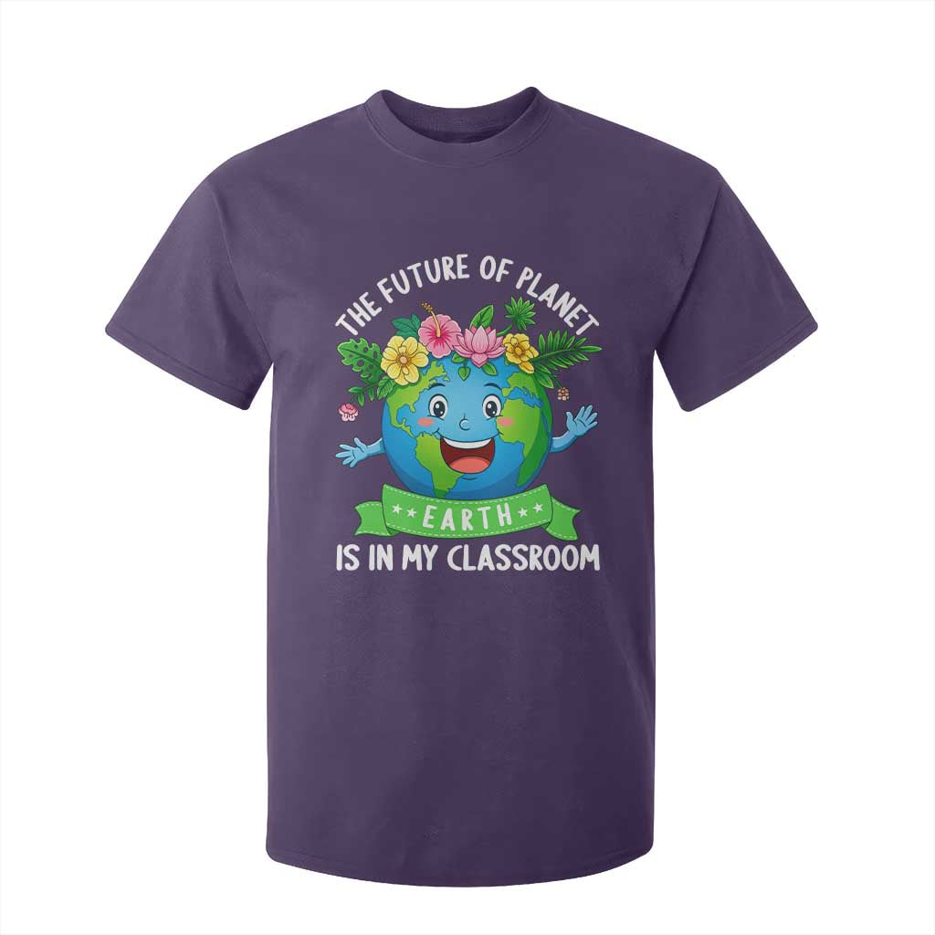 The Future Of Planet Is In My Classroom T Shirt For Kid Cute Earth with Floral Earth Day