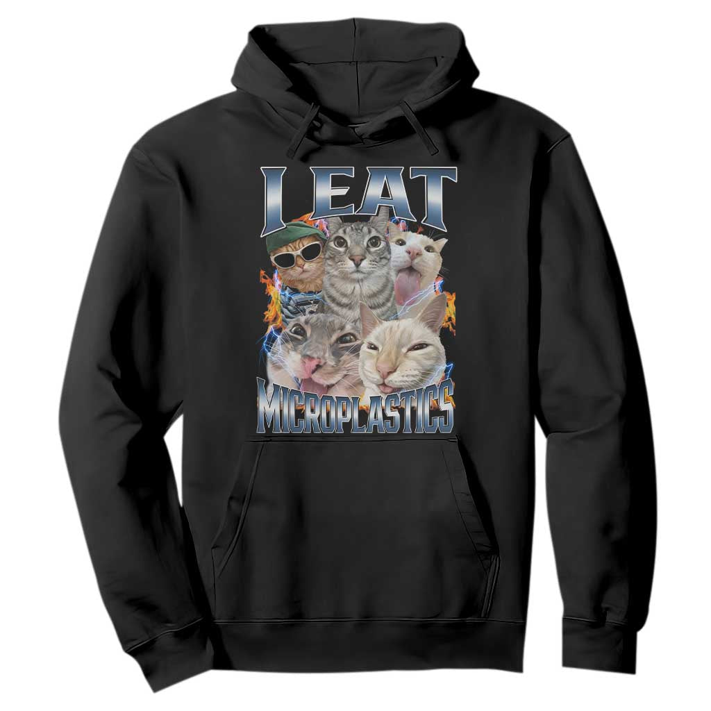 Funny Cat Meme Hoodie I Eat Microplastics - African Pride