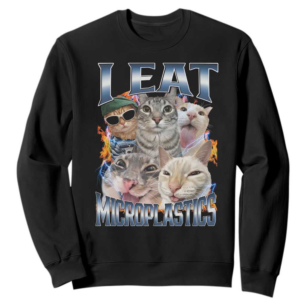 Funny Cat Meme Sweatshirt I Eat Microplastics - African Pride