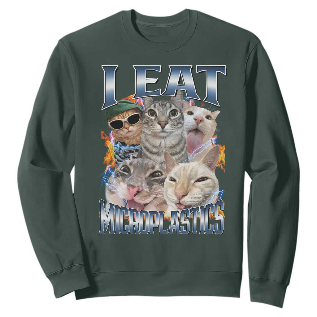 Funny Cat Meme Sweatshirt I Eat Microplastics - African Pride