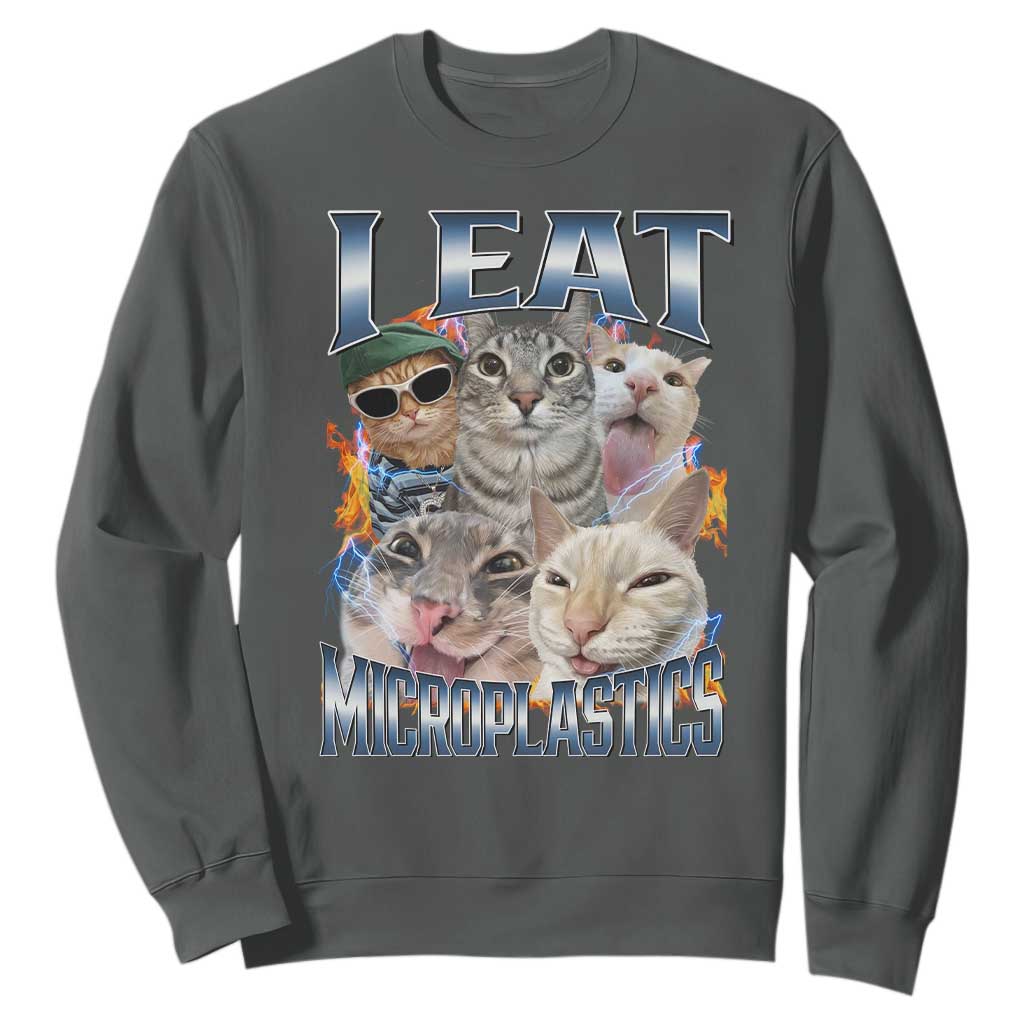 Funny Cat Meme Sweatshirt I Eat Microplastics - African Pride