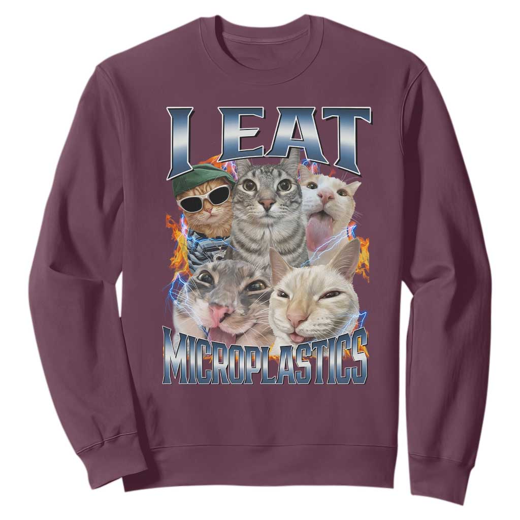 Funny Cat Meme Sweatshirt I Eat Microplastics - African Pride