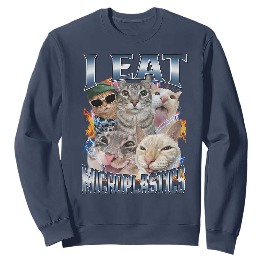 Funny Cat Meme Sweatshirt I Eat Microplastics - African Pride