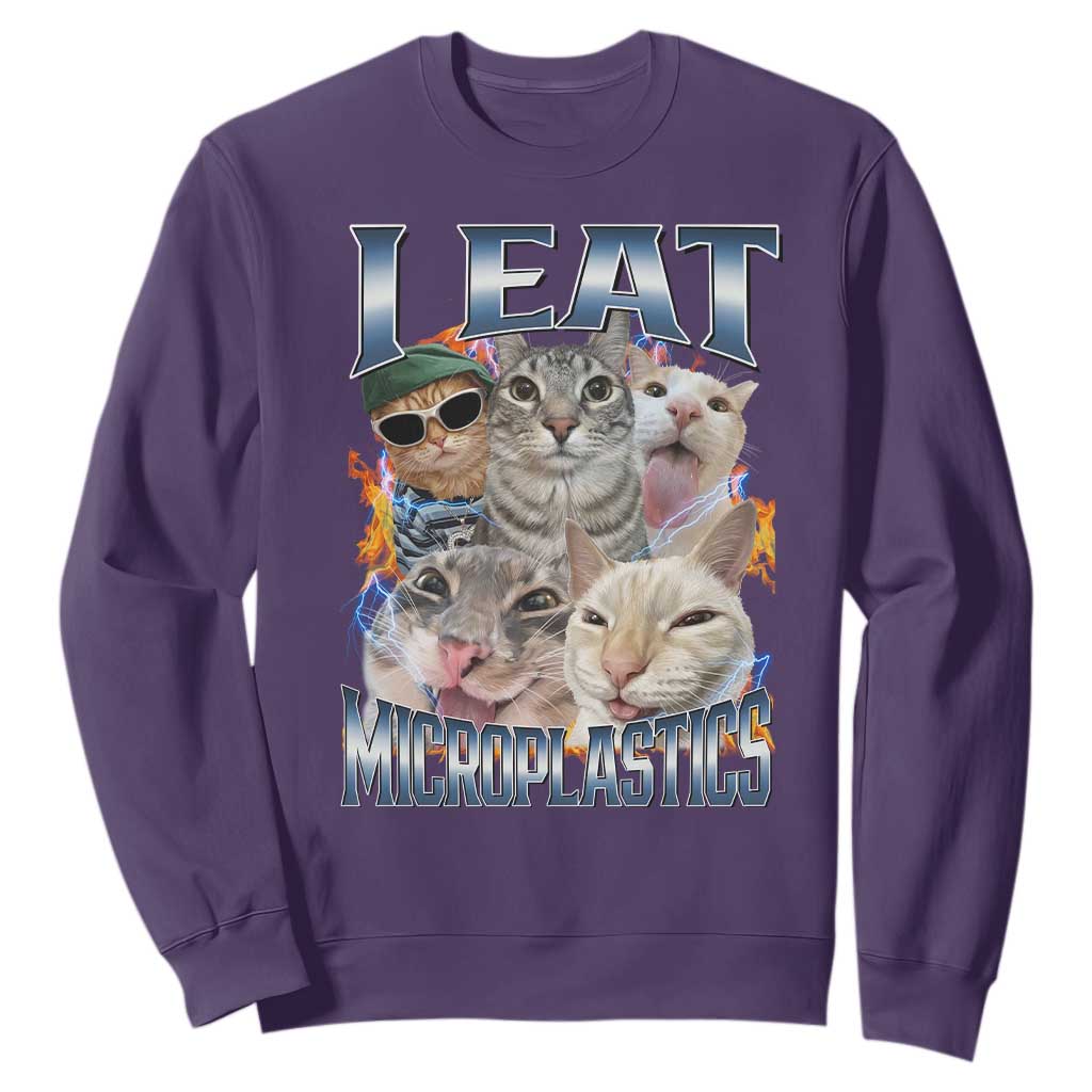 Funny Cat Meme Sweatshirt I Eat Microplastics - African Pride