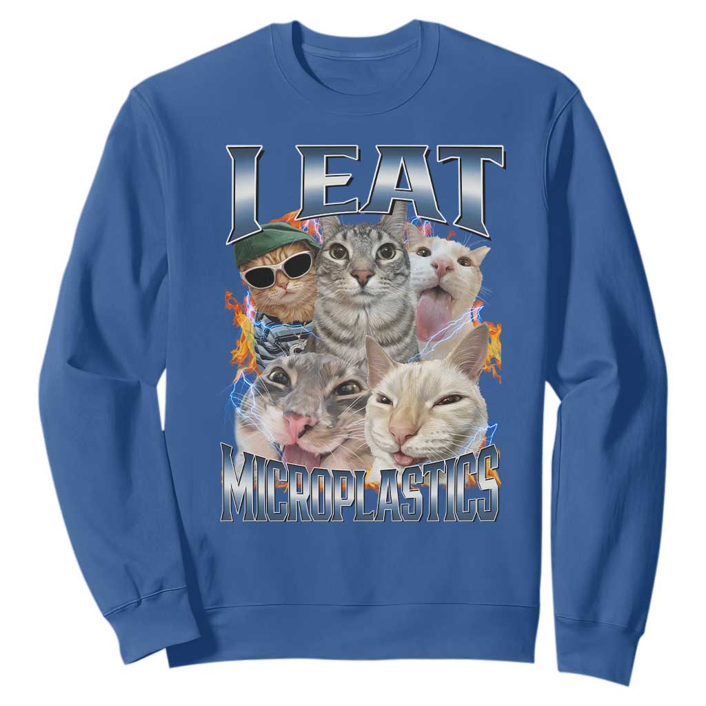Funny Cat Meme Sweatshirt I Eat Microplastics - African Pride