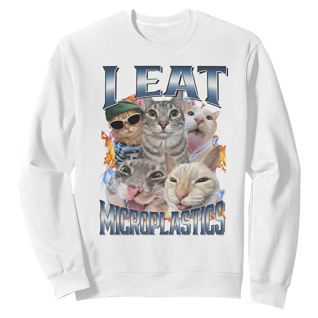 Funny Cat Meme Sweatshirt I Eat Microplastics - African Pride