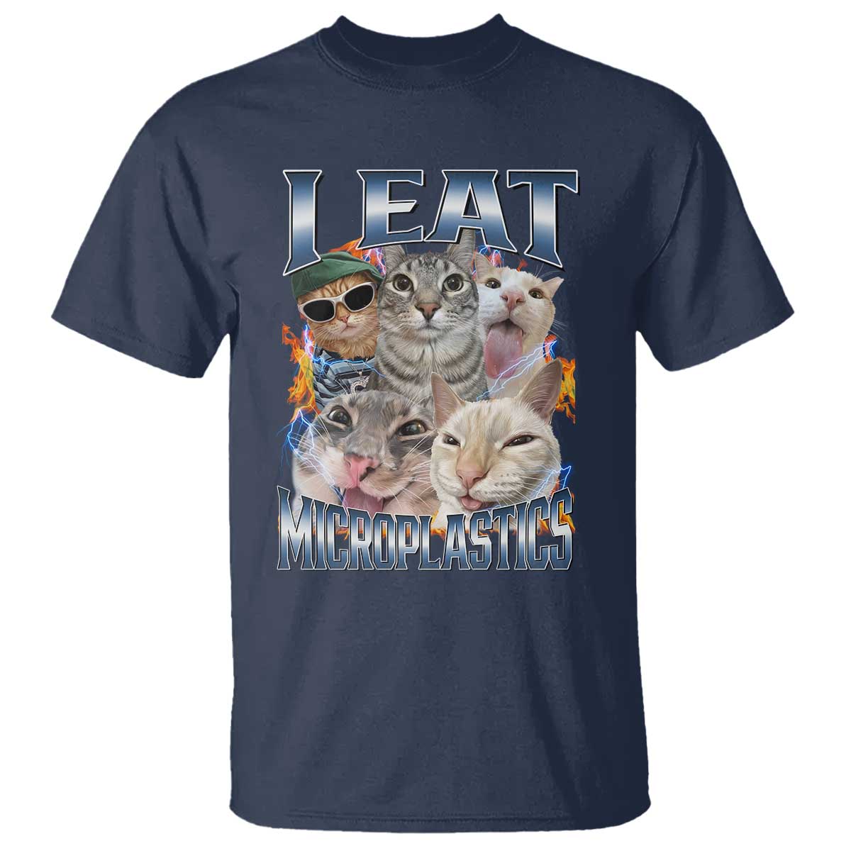 Funny Cat Meme T Shirt I Eat Microplastics - African Pride