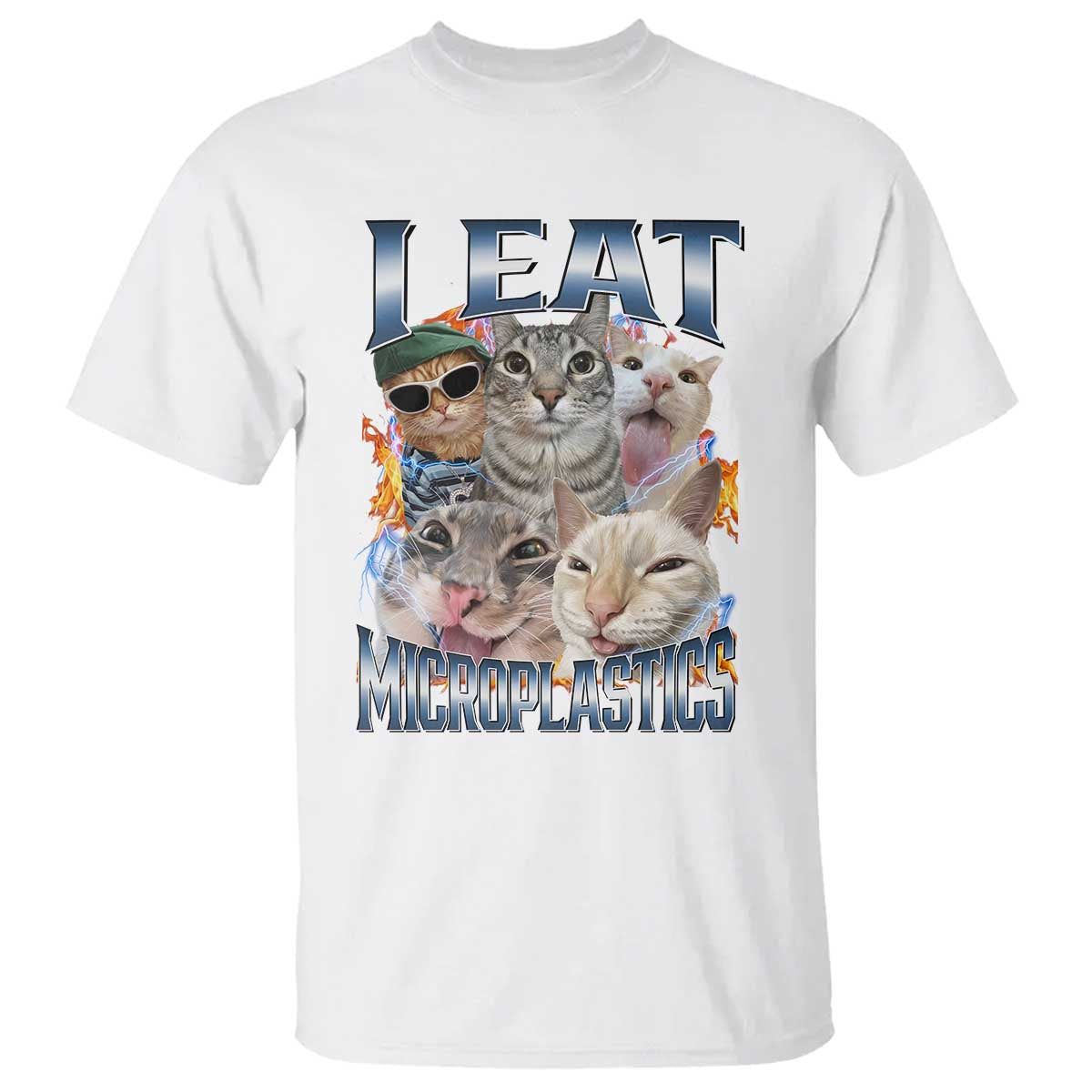 Funny Cat Meme T Shirt I Eat Microplastics - African Pride