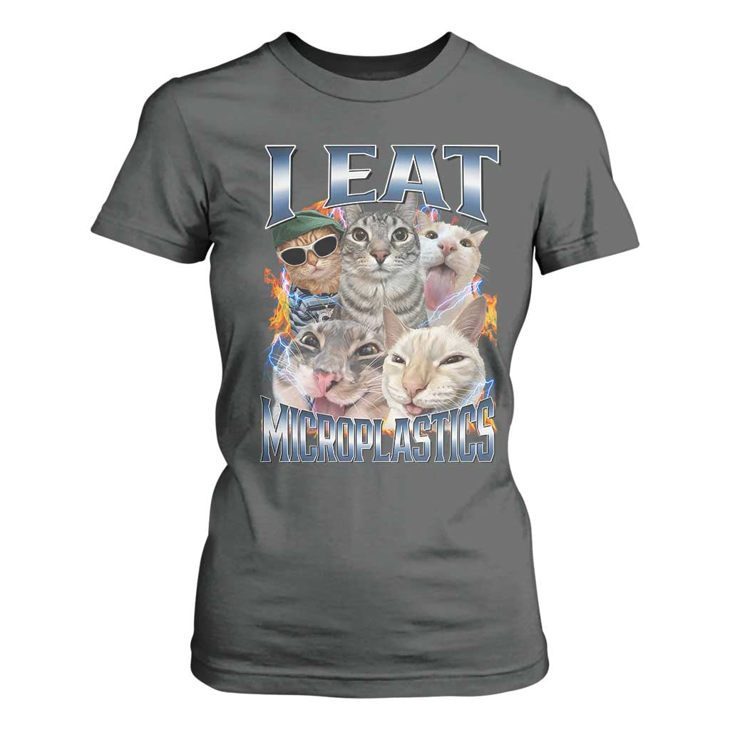 Funny Cat Meme T Shirt For Women I Eat Microplastics - African Pride
