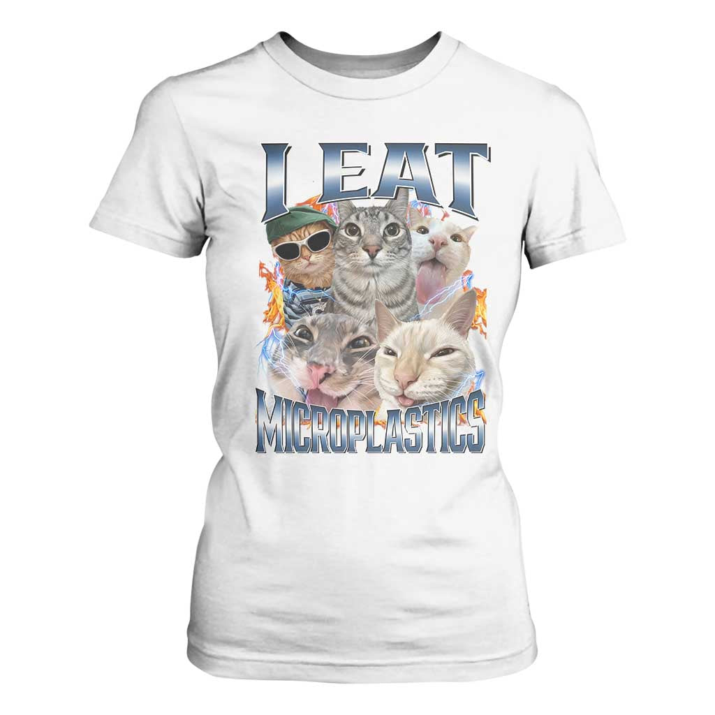 Funny Cat Meme T Shirt For Women I Eat Microplastics - African Pride