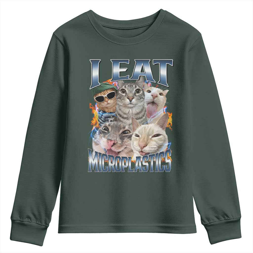 Funny Cat Meme Youth Sweatshirt I Eat Microplastics - African Pride
