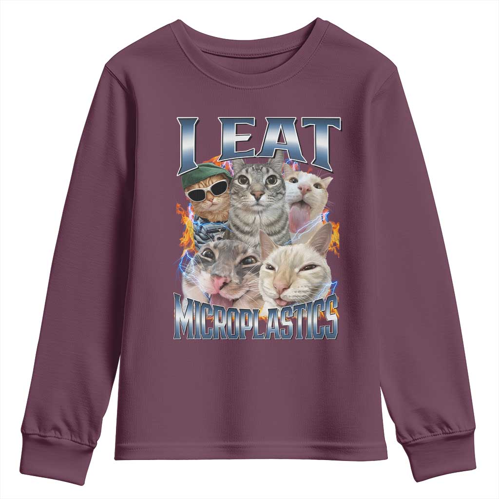 Funny Cat Meme Youth Sweatshirt I Eat Microplastics - African Pride