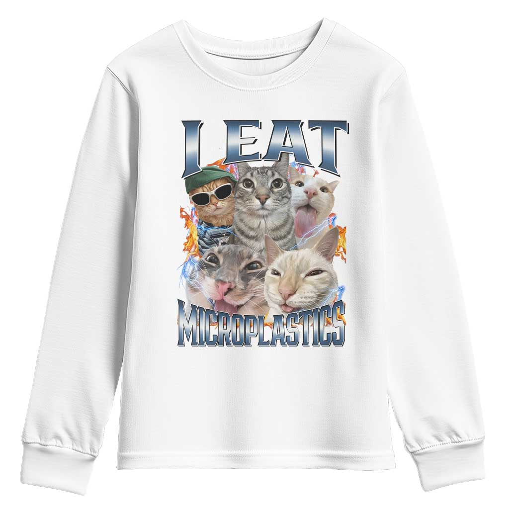 Funny Cat Meme Youth Sweatshirt I Eat Microplastics - African Pride
