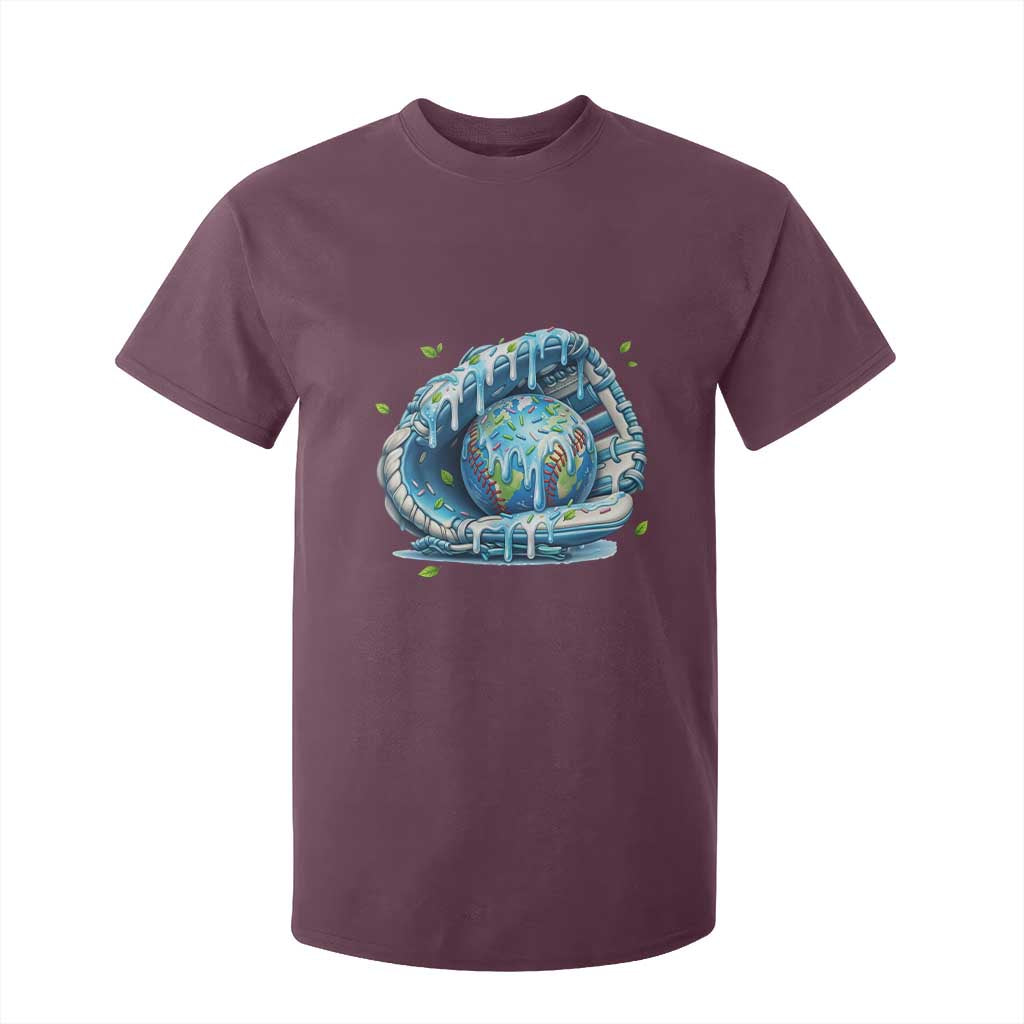 Earth Day T Shirt For Kid Funny Baseball Ice Cream Drip Glove Eco Friendly