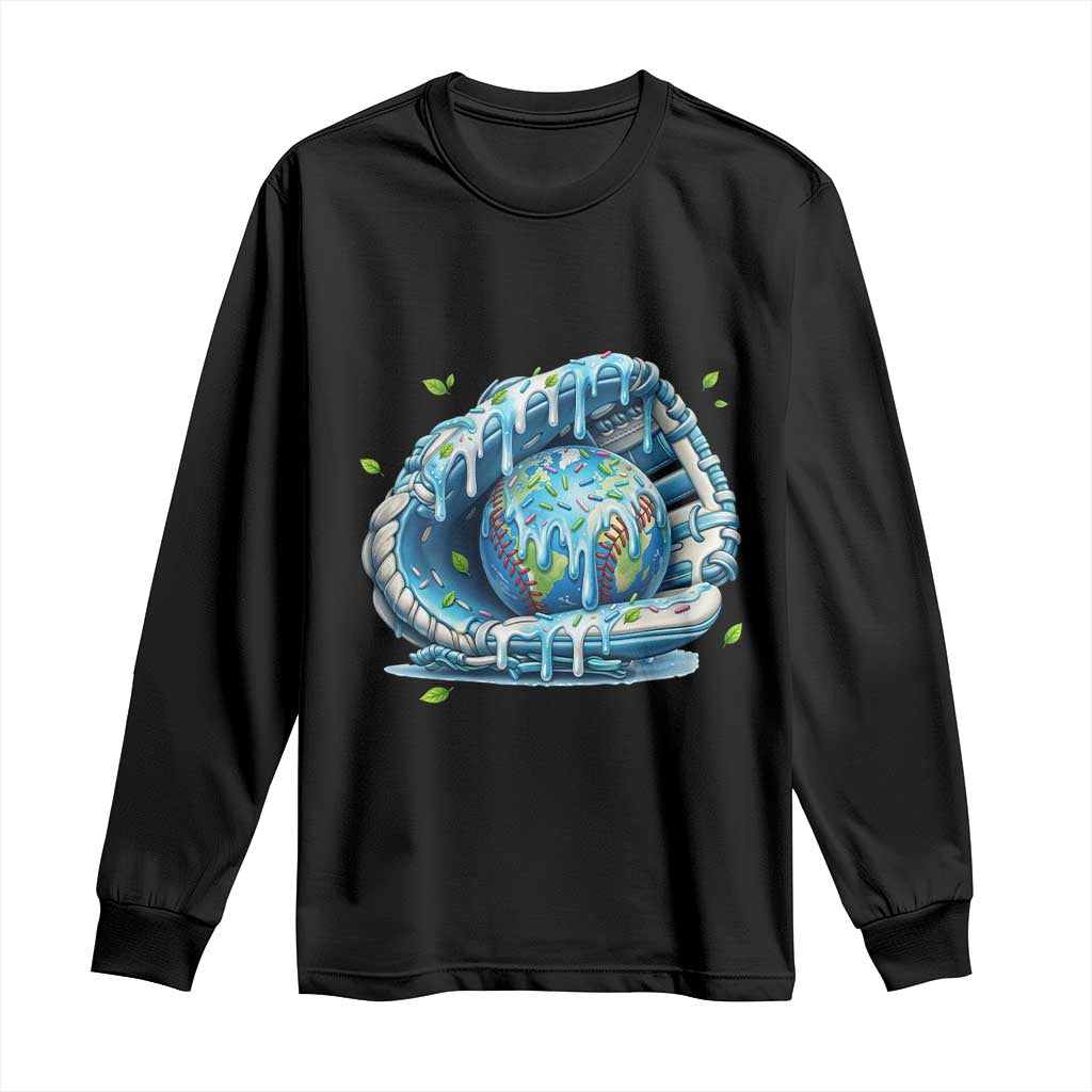Earth Day Long Sleeve Shirt Funny Baseball Ice Cream Drip Glove Eco Friendly