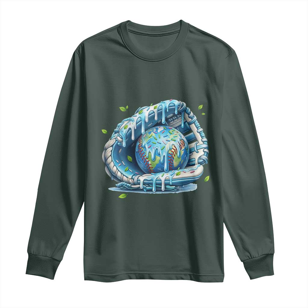 Earth Day Long Sleeve Shirt Funny Baseball Ice Cream Drip Glove Eco Friendly