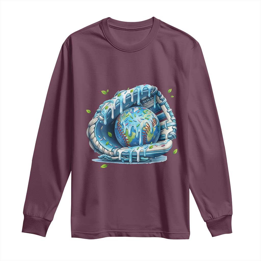 Earth Day Long Sleeve Shirt Funny Baseball Ice Cream Drip Glove Eco Friendly