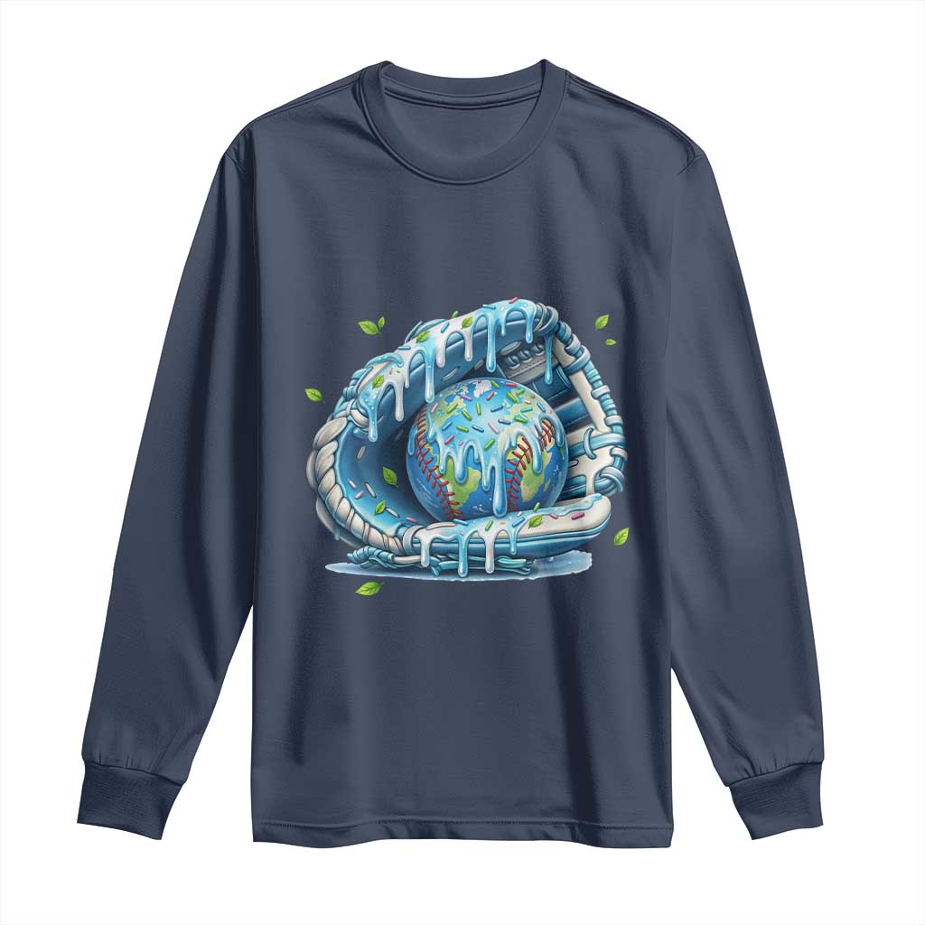 Earth Day Long Sleeve Shirt Funny Baseball Ice Cream Drip Glove Eco Friendly