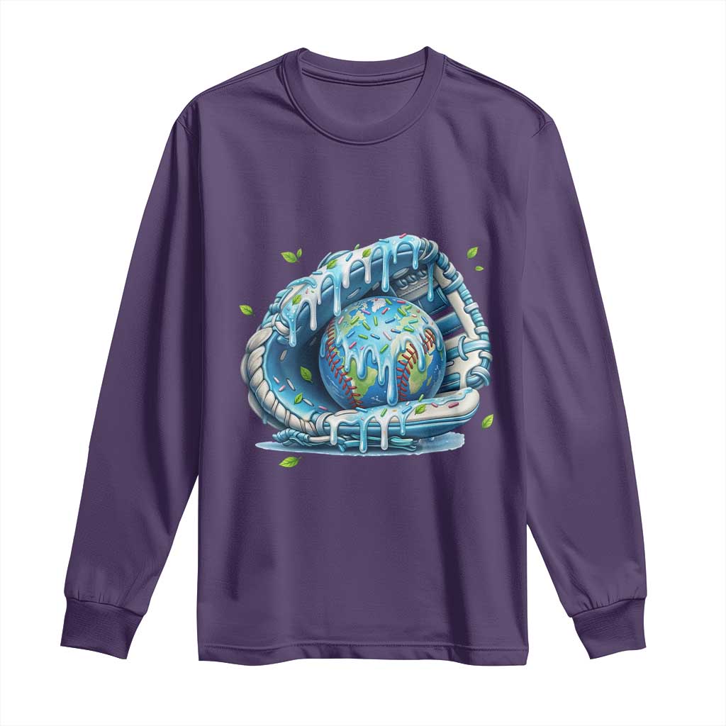 Earth Day Long Sleeve Shirt Funny Baseball Ice Cream Drip Glove Eco Friendly