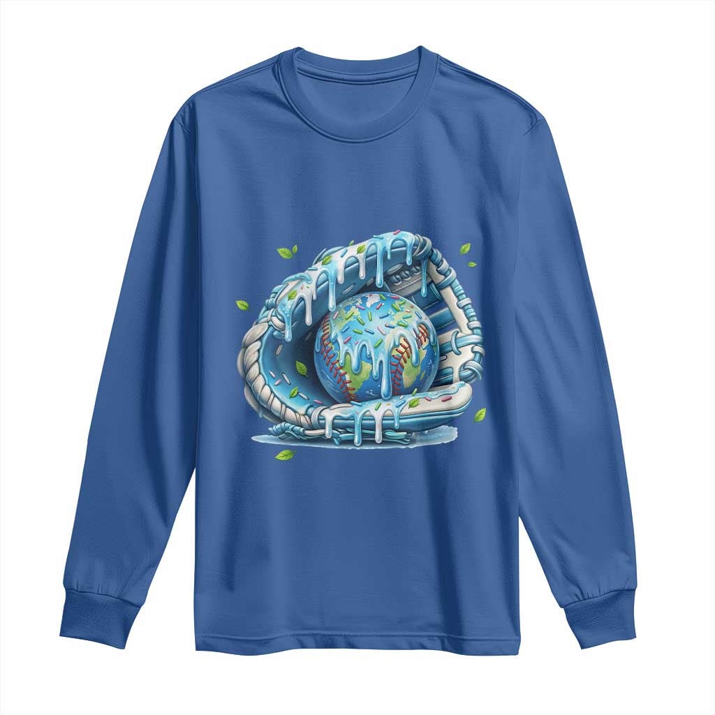 Earth Day Long Sleeve Shirt Funny Baseball Ice Cream Drip Glove Eco Friendly