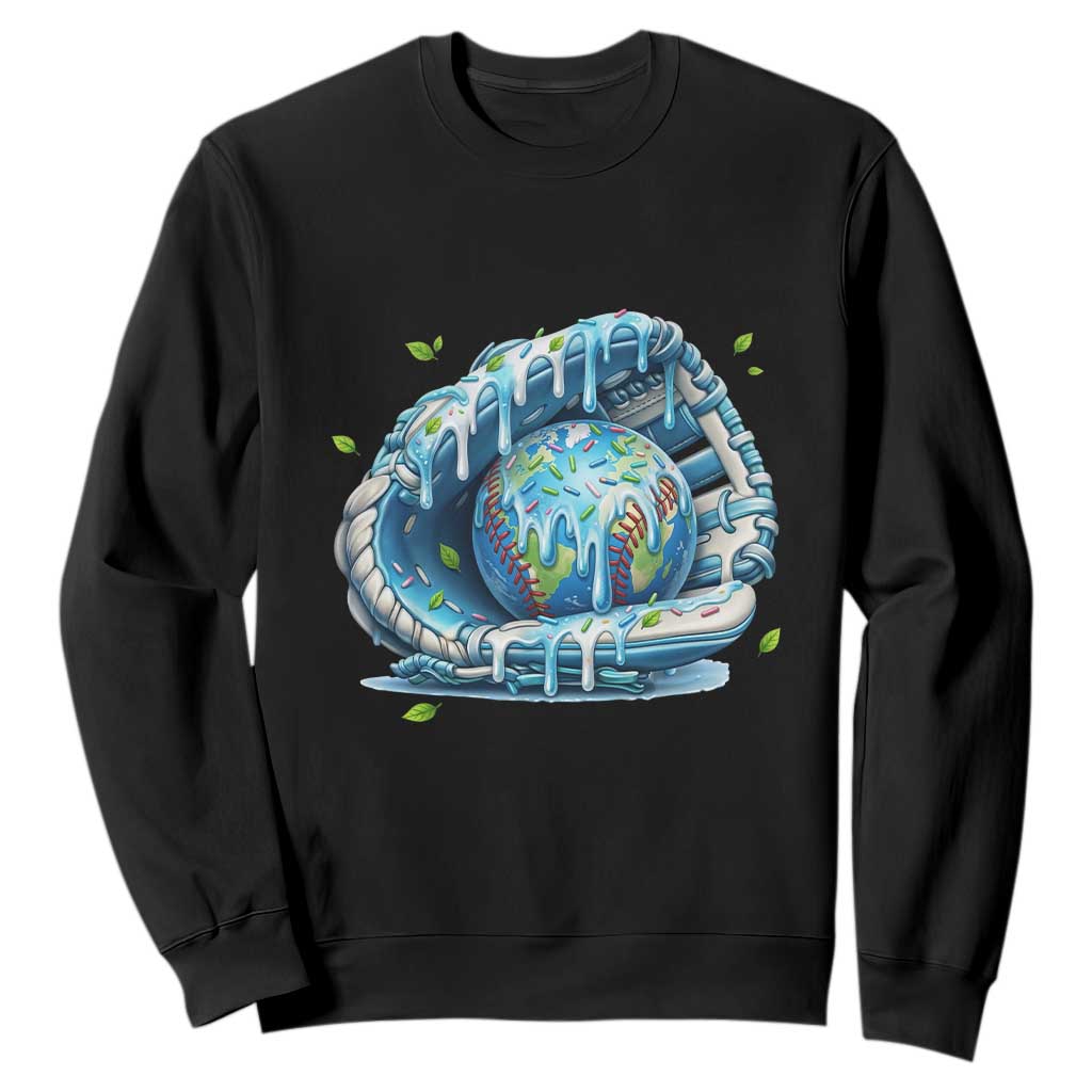 Earth Day Sweatshirt Funny Baseball Ice Cream Drip Glove Eco Friendly