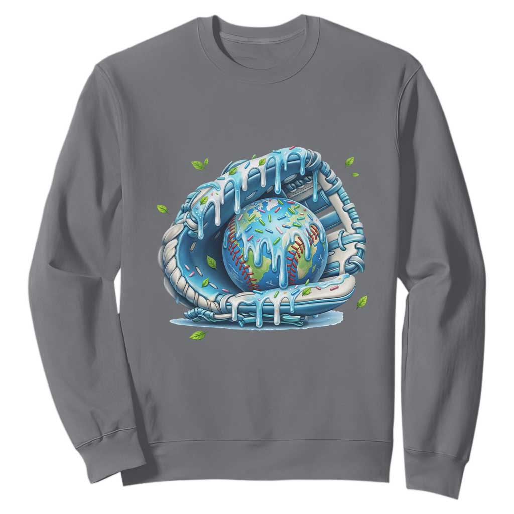 Earth Day Sweatshirt Funny Baseball Ice Cream Drip Glove Eco Friendly